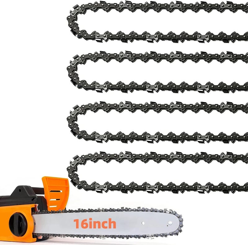 Fifchall 4 Pack 16 Inch Chainsaw Chain 56 Drive Links .050" Gauge, 3/8" Pitch, 16" Replacement Chain Low-Kickback Chainsaw Chains Compatible with Craftsman, Echo, Homelite, Poulan - Image 1